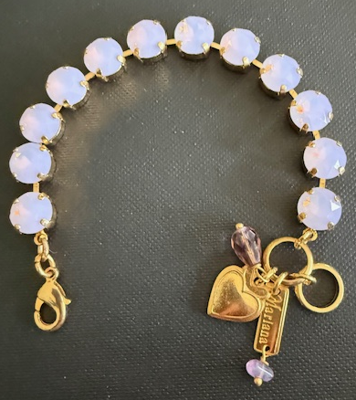 MARIANA BRACELET PINK CRYSTAL: 3/8" pink stones in yellow gold setting