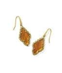 KENDRA SCOTT EARRINGS ADELINE DROP VINTAGE GOLD MARBLED AMBER