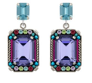 FIREFLY EARRINGS DUCHESS LARGE STATEMENT: multi color stones in 1.25" silver setting, post backs
