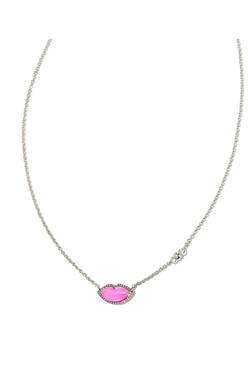 KENDRA SCOTT NECKLACE LIPS PENDANT SILVER HOT PINK MOTHER OF PEARL