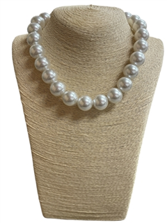 CHUNKY SHORT PEARL NECKLACE, ADJUSTABLE CHAIN
