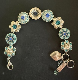 MARIANA BRACELET FAIRYTALE: blue, amber, pacific opal, teal stones in silver rhodium setting
