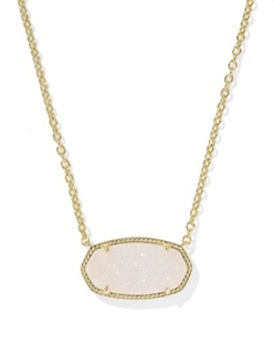 KENDRA SCOTT NECKLACE ELISA STATEMENT LARGE 1" GOLD IRIDESCENT DRUSY