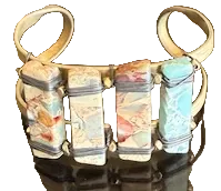 GENUINE STONE GOLD CUFF BRACELET, 2.75" WIDE