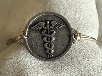 LUCA & DANNI MEDICAL SILVER BRACELET, SMALL, CENTER = 1" WIDE