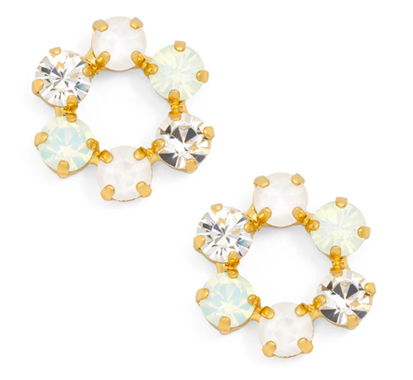 ZENZII FRONT-FACING CRYSTAL STUD EARRING WHITE