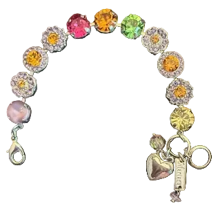 MARIANA BRACELET FESTIVAL: purple, orange, green, pink, yellow stones in silver rhodium setting