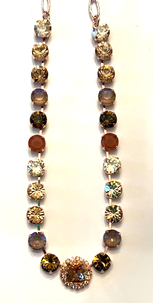MARIANA NECKLACE AMARETTO: smoked topaz, burnt orange, golden shadow, twilight stones, 18" adjustable rose gold chain