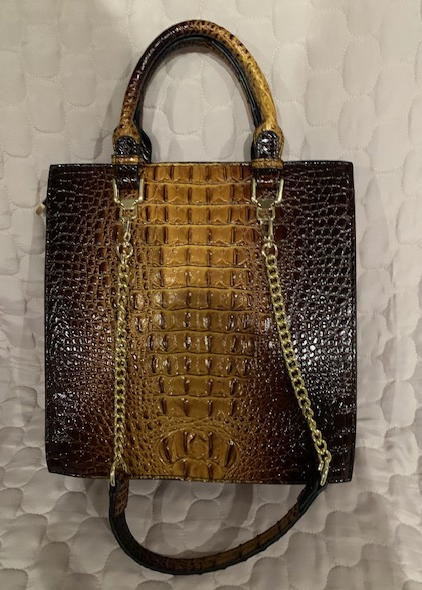 NEW YORK FAUX BROWN ALLIGATOR BAG 60677