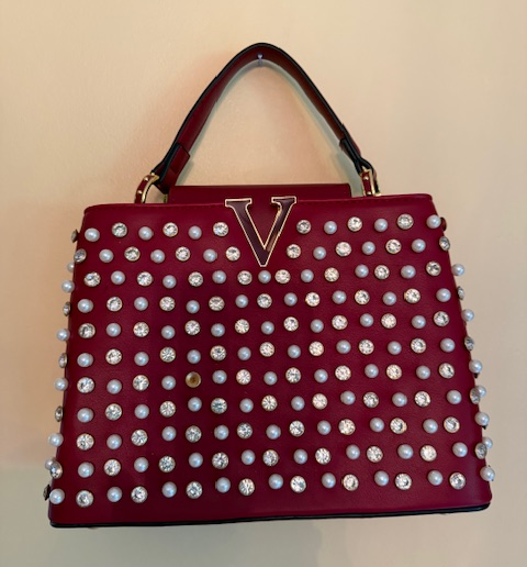 NEW YORK RED CRYSTAL PEARL BAG 61101