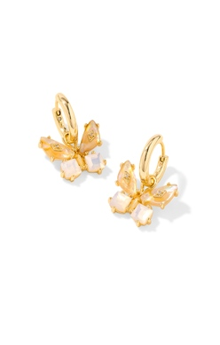 KENDRA SCOTT EARRINGS BIANCA BUTTERFLY HUGGIE GOLD WHITE MIX