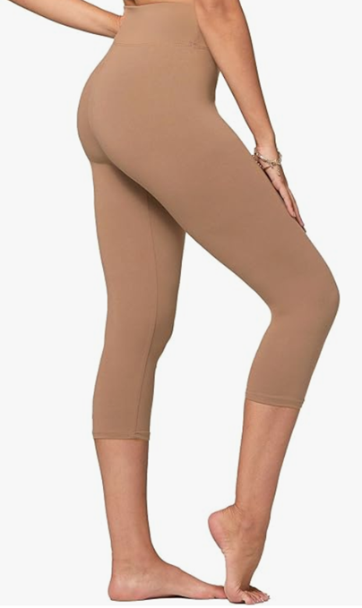 LUXURY LEGGIN BAMBOO FABRIC CAPRI LENGTH, TAUPE, ONE SIZE SM-XL