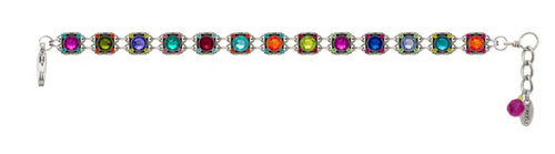 FIREFLY BRACELET RAINBOW THIN SMALL: multicolor stones in silver setting