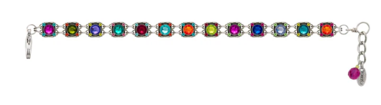 FIREFLY BRACELET RAINBOW THIN SMALL: multicolor stones in silver setting