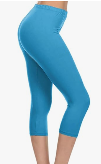 LUXURY LEGGIN BAMBOO FABRIC, CAPRI LENGTH, TURQUOISE, ONE SIZE SM-XL