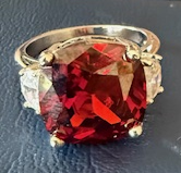 STERLING SILVER RED STONE CZ RING SIZE 9