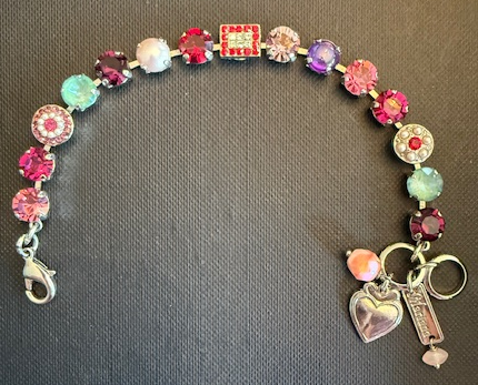 MARIANA BRACELET ENCHANTED: pink, red, green, purple, pearl stones in silver rhodium setting