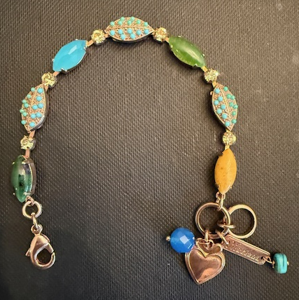 MARIANA BRACELET PISTACHIO: blue, yellow, green, natural stones in rose gold setting