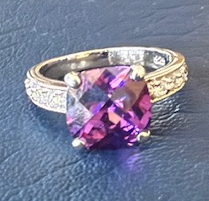 STERLING SILVER PURPLE FACETED CZ RING SIZE 7