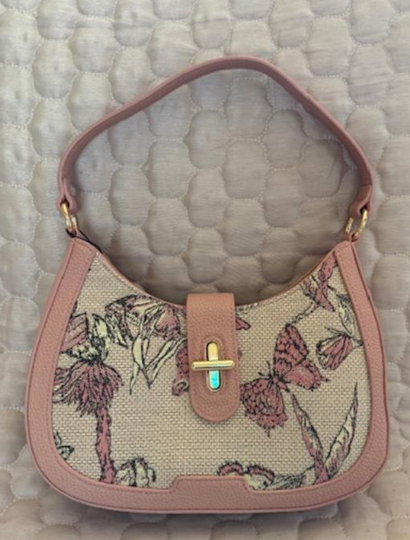 NEW YORK PINK BUTTERFLY TAPESTRY FAUX LEATHER BAG 60875