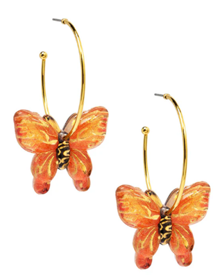 ZENZII BUTTERFLY HOOP EARRINGS ORANGE