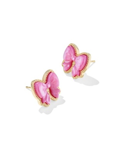 KENDRA SCOTT EARRINGS HALEY BOW STUD GOLD ROSE VIOLET MOTHER OF PEARL