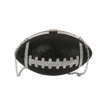 NEW YORK BLACK SILVER RHINESTONE FOOTBALL BAG 60170