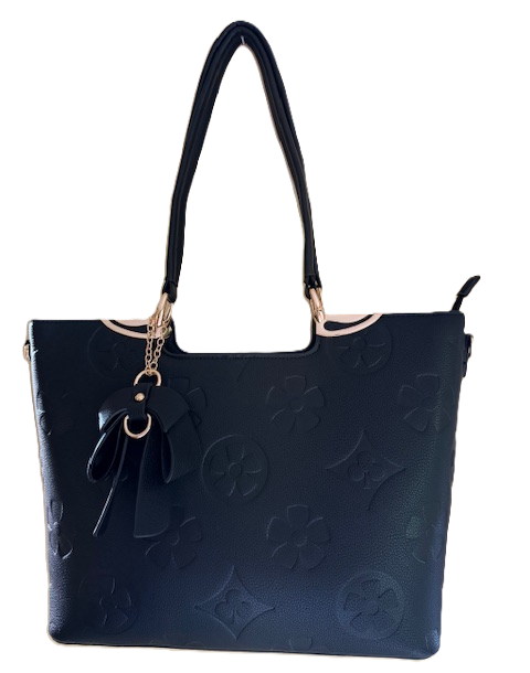 NEW YORK BLACK EMBOSSED TOTE BAG 61113
