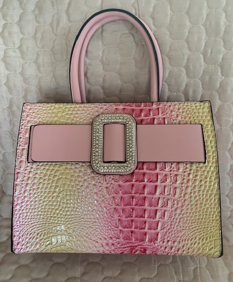 NEW YORK FAUX CROC PINK/YELLOW TOTE 60517