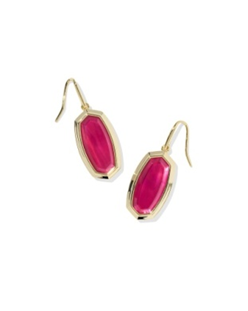 KENDRA SCOTT EARRINGS DANI BEZEL DROP GOLD CARMINE RED ILLUSION