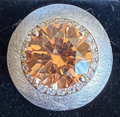 STERLING SILVER CZ BRUSH SILVER AMBER RING