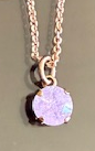 MARIANA PENDANT: pink sun kissed 1/4" stones in rose gold setting, long 18" adjustable chain