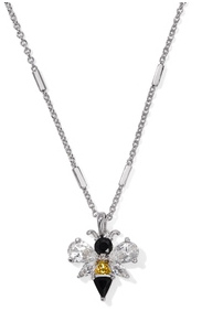 KENDRA SCOTT NECKLACE BEE SHORT SILVER BLACK - YELLOW MIX