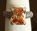 STERLING SILVER MARCASITE AMBER RING