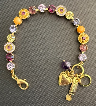 MARIANA BRACELET SUNRISE: mineral, lavender, purple, yellow stones in yellow gold setting