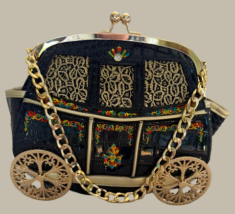 NEW YORK BLACK FAUX LEATHER CINDERELLA CARRIAGE BAG 60877