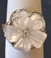 STERLING SILVER MOTHER OF PEARL CZ RING SIZE 9