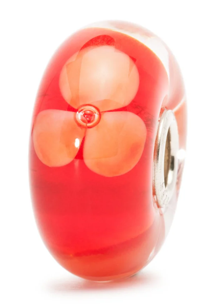 TROLLBEAD PEACH FLOWER GLASS BEAD