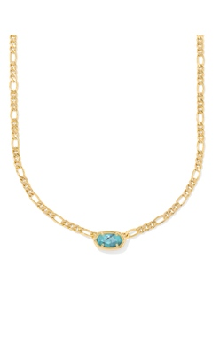 KENDRA SCOTT NECKLACE ELISA FIGARO CHAIN GOLD DEEP AQUA ILLUSION
