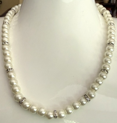 PEARL AND CRYSTAL STRING NECKLACE