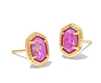 KENDRA SCOTT EARRINGS DAPHNE FRAMED STUD GOLD MAGENTA KYOCERA OPAL