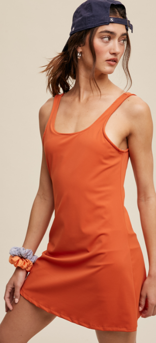 TANK MINI DRESS ROMPER-SHORTS ORANGE