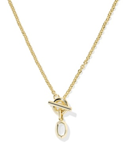 KENDRA SCOTT NECKLACE MINI ELISA TOGGLE SHORT PENDANT GOLD IVORY MOTHER OF PEARL