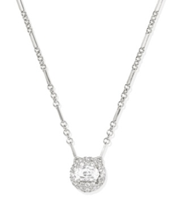 KENDRA SCOTT NECKLACE BELLA SHORT PENDANT SILVER WHITE CZ