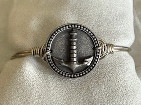 LUCA & DANNI LIGHTHOUSE ANCHOR SILVER BRACELET, SMALL, CENTER = 1" WIDE