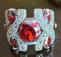 STERLING SILVER MARCASITE RED STONE RING