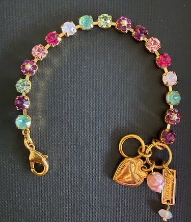 MARIANA BRACELET ENCHANTED: red, pink, green, blue, purple 1/4" stones in yellow gold setting