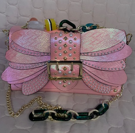 NEW YORK PINK JEWELED EVENING BAG