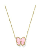 KENDRA SCOTT NECKLACE HALEY BOW SHORT PENDANT GOLD BLUSH IVORY MOTHER OF PEARL