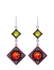 FIREFLY EARRINGS RAINBOW 2-TIER DIAMOND MC: multi color stones in " silver setting, wire backs